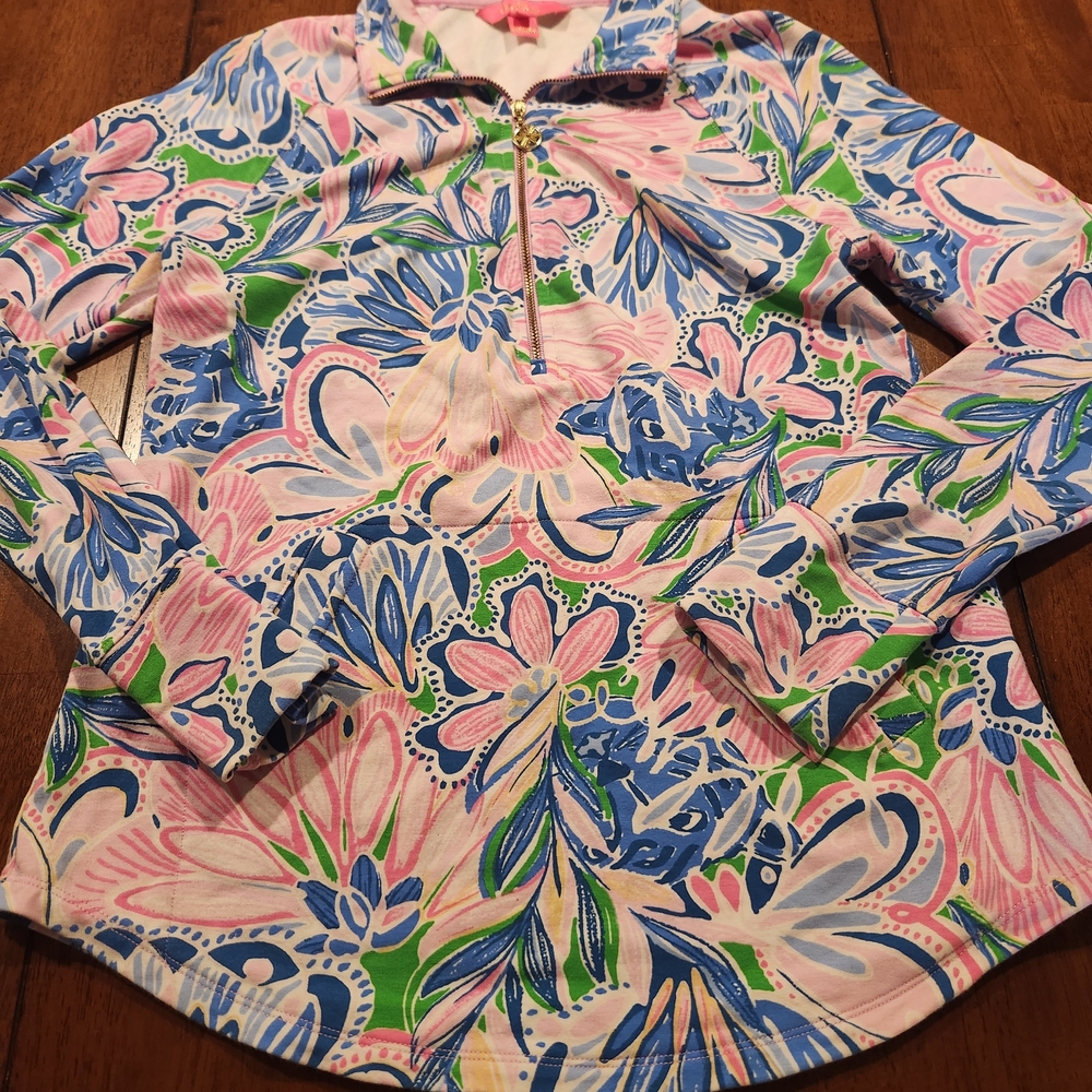 Floral Quarter-Zip Pullover